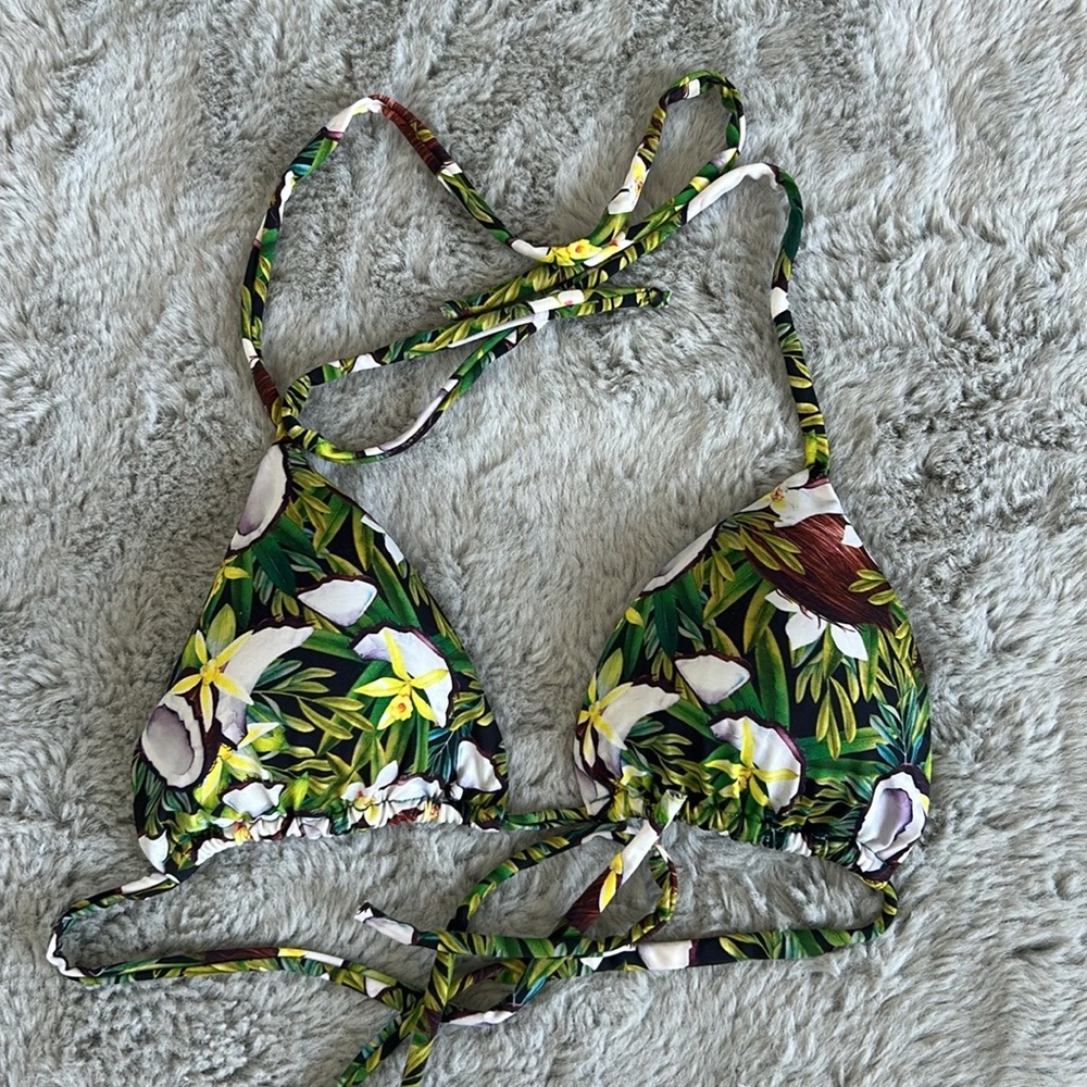 MARETOA Tropical Coconut Print Bikini Top S